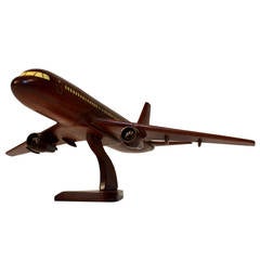 Italian Model of a Jumbo Jet Plane in Mahogany Wood