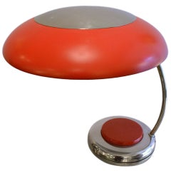Mid Century Modern Red Metal Desk or Table Lamp