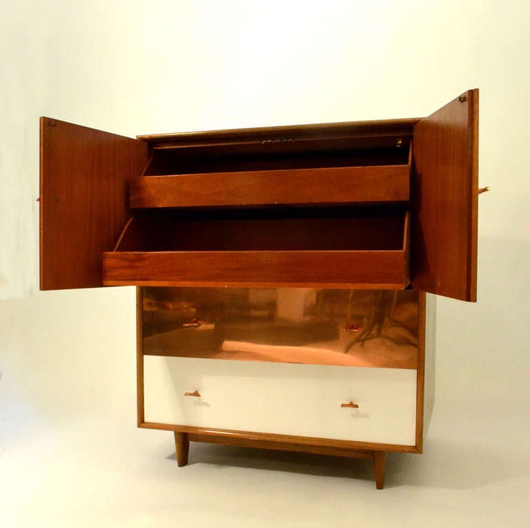 Mid-20th Century Japanese, 1950s Cabinet with Copper and White Drawers for Kimono's