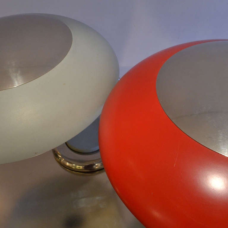 German Pair of 1950s Grey and Nickel Metal Table or Desk Lamps Bauhaus Style