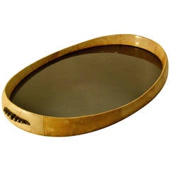 French Oval Art Deco Parchment Tray
