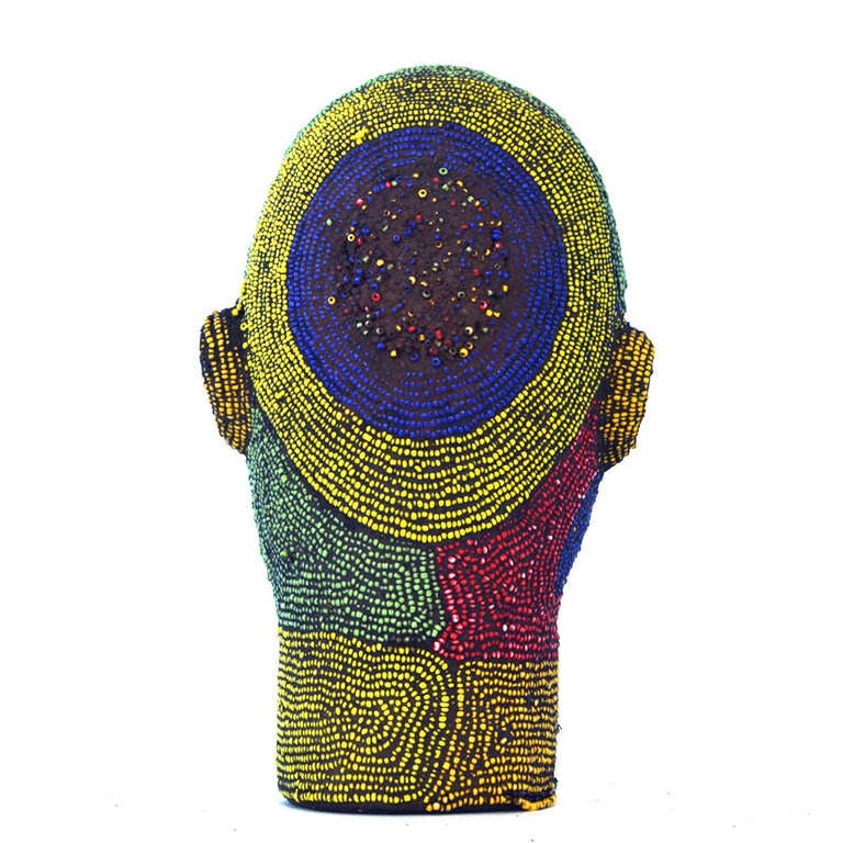 20th Century Nigerian Male Beaded Head