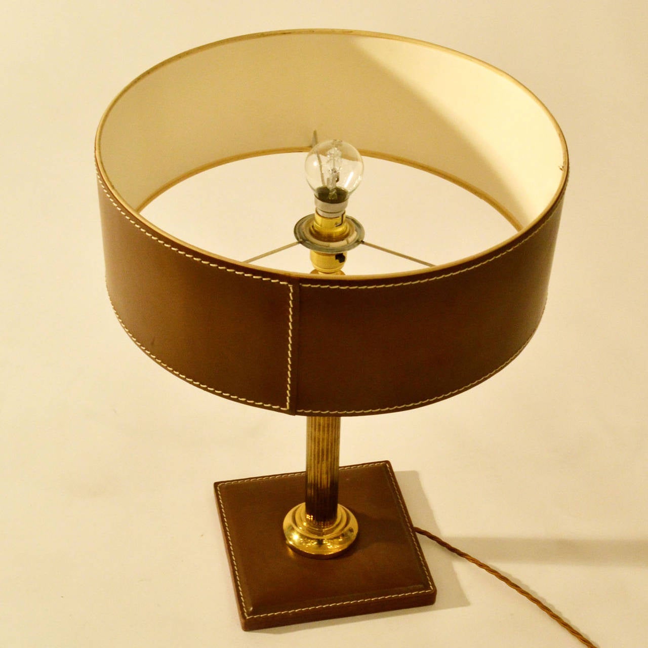 Leather Table Lamp Attributed Adnet In Good Condition In London, GB