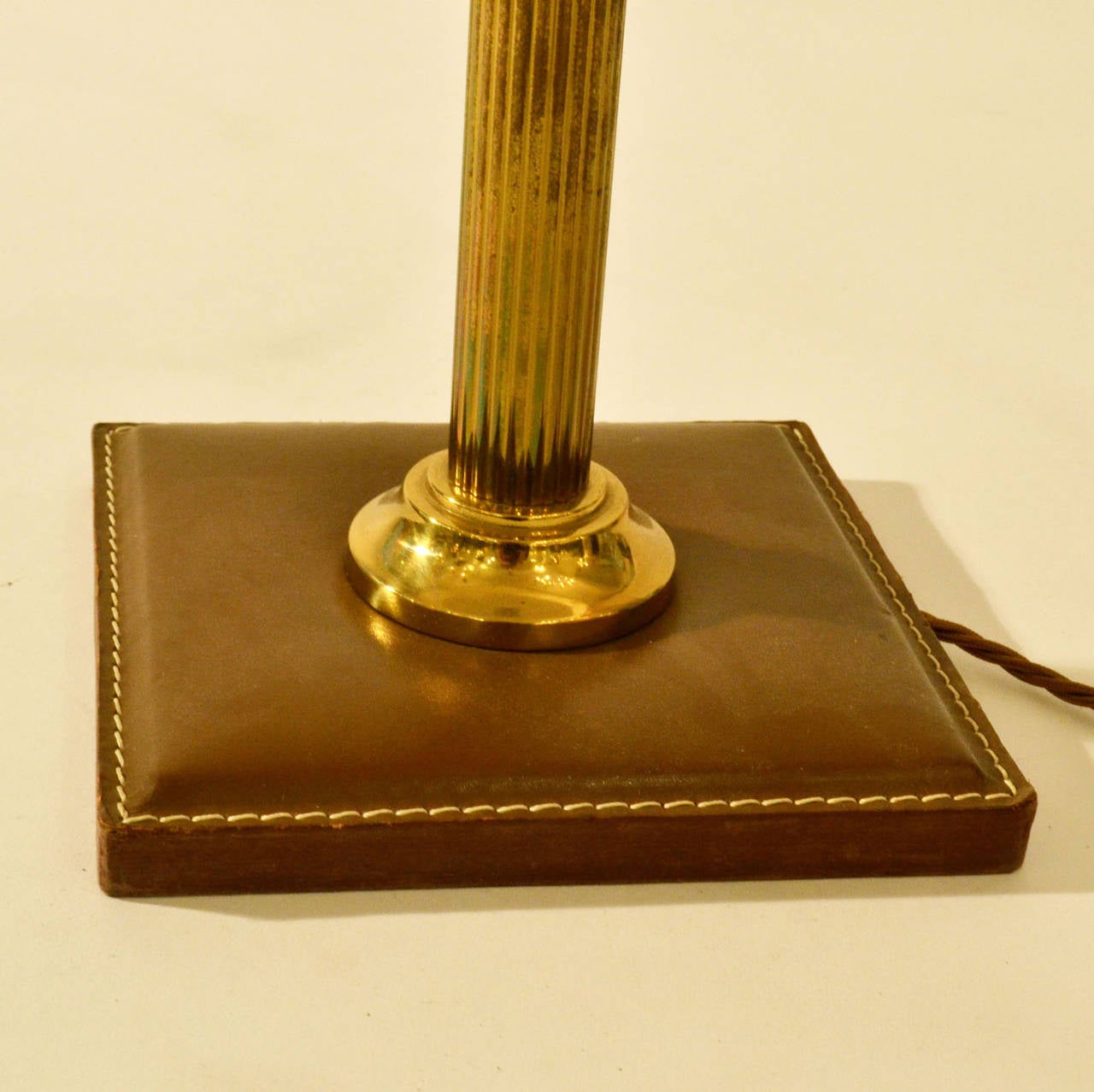 Mid-20th Century Leather Table Lamp Attributed Adnet