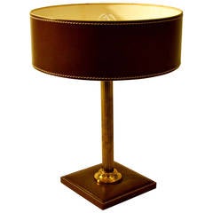 Leather Table Lamp Attributed Adnet 12