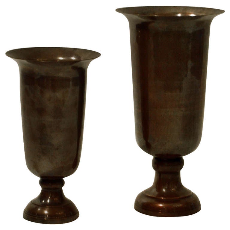 Two Oxidised Brass Classic Modern Vessels Dutch 1940's