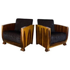 1930's Art Deco Flame Grained Rosewood pair of Club Chairs 5