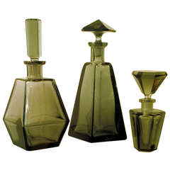 Vintage Two French Art Deco Decanters