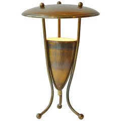 1950's French Brass Table Lamp on Tripod Legs 3