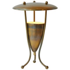 1950's French Brass Table Lamp on Tripod Legs