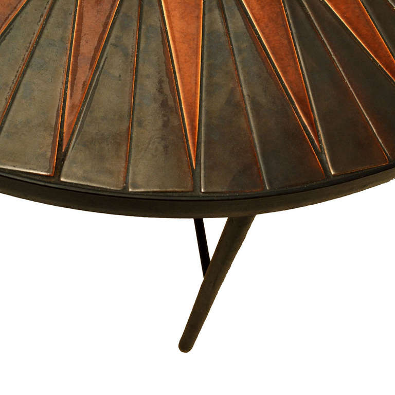 Mid-20th Century 1960's Roger Capron style Ceramic Round Coffee Table with Star Shape Design