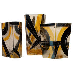 Three Sculptural Modernist Glass Vases