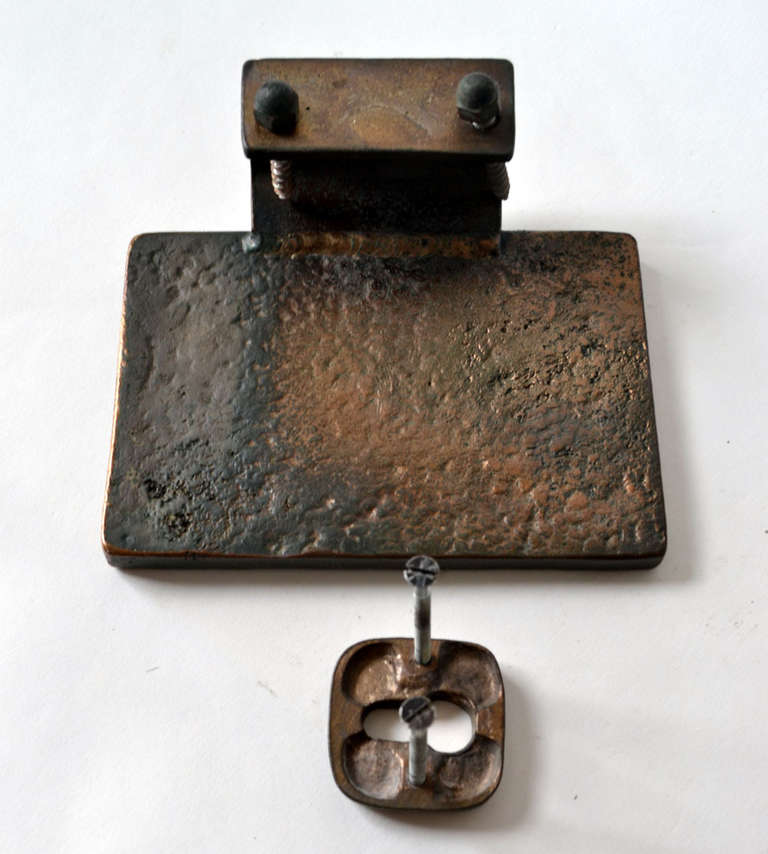 Late 20th Century Sculptual Door Handle and Key Holder in Bronze