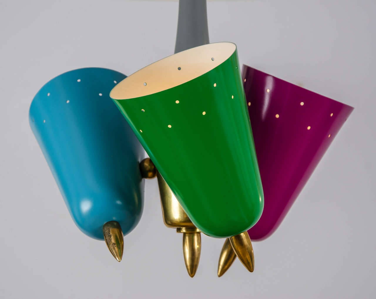 Mid-Century Modern Pendant Lamp in Multi Color Metal Italy 1950's