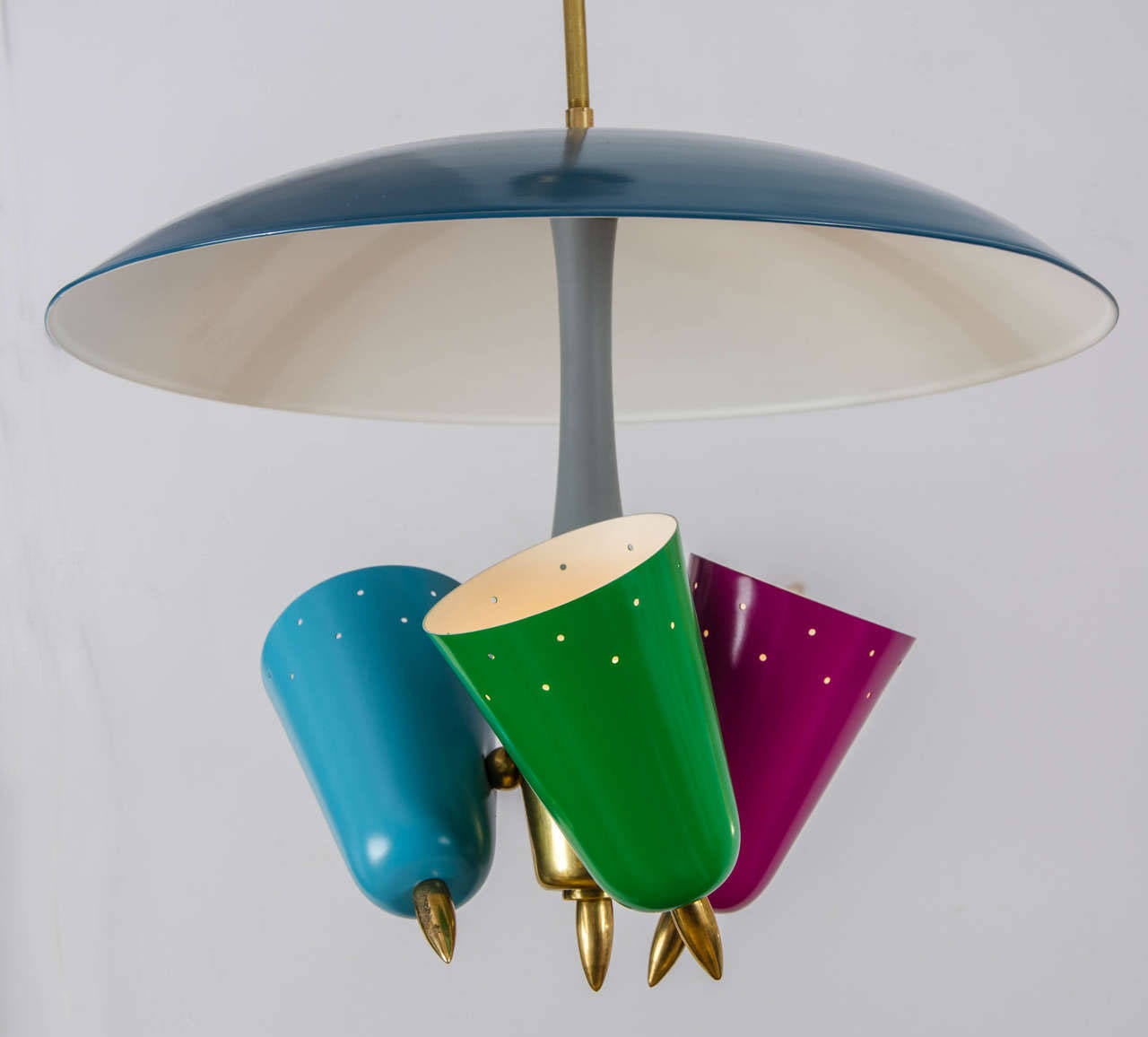 Italian Pendant Lamp in Multi Color Metal Italy 1950's