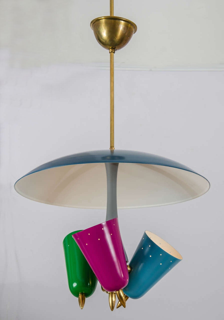 Pendant Lamp in Multi Color Metal Italy 1950's In Excellent Condition In London, GB