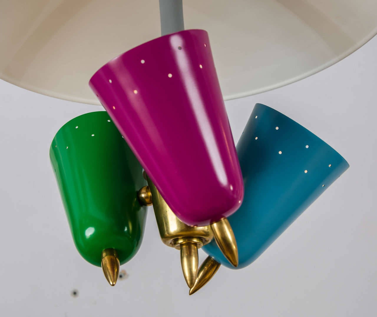 Spun Pendant Lamp in Multi Color Metal Italy 1950's