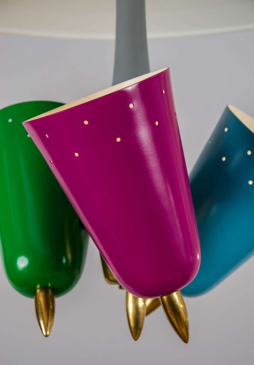 Mid-20th Century Pendant Lamp in Multi Color Metal Italy 1950's