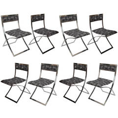 Set of Eight Stainless Steel Folding Dining Chairs "Luisa" by Marcello Cuneo 8