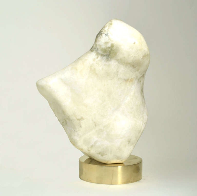 British Abstract White and Jade Marble Sculpture on Bronze Plinth