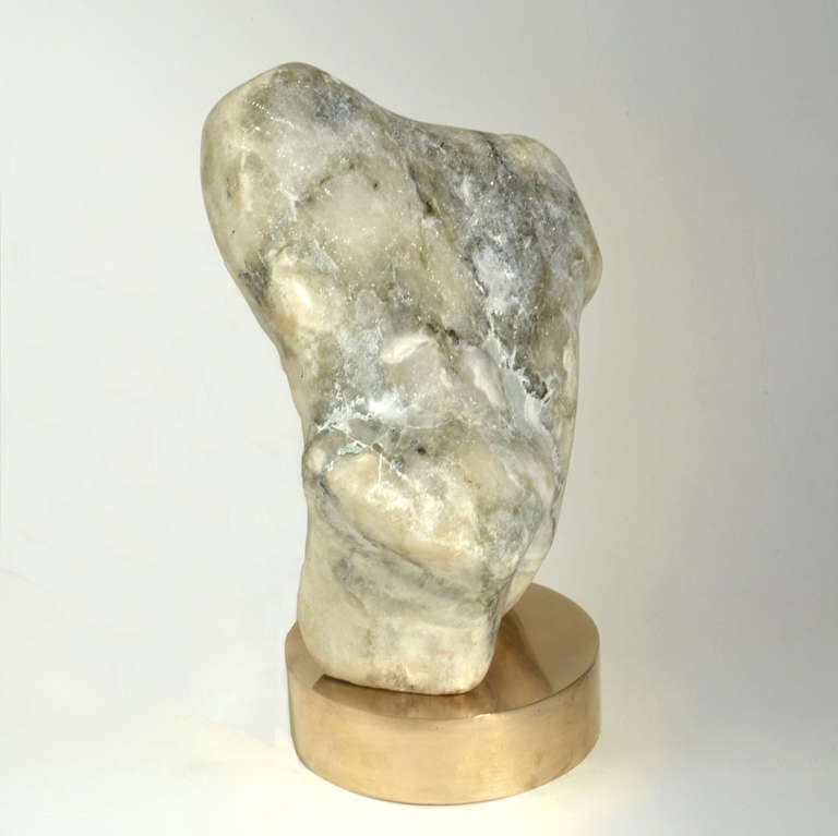 Mid-Century Modern Abstract Marble Sculpture on Bronze Plinth