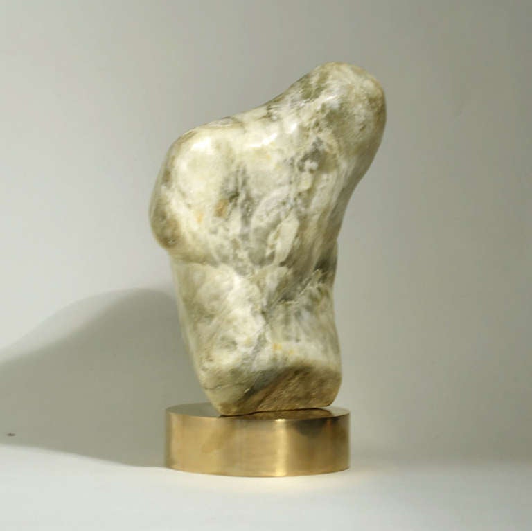 Abstract Marble Sculpture on Bronze Plinth