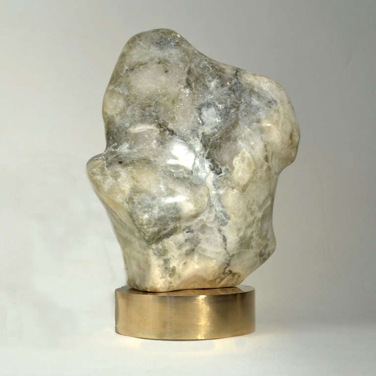 Mid-20th Century Abstract Marble Sculpture on Bronze Plinth