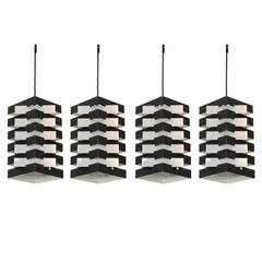 Set of Four Geometric dutch Pendant Lamps by Hoogervorst 4
