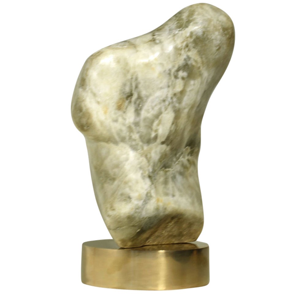 Abstract Marble Sculpture on Bronze Plinth