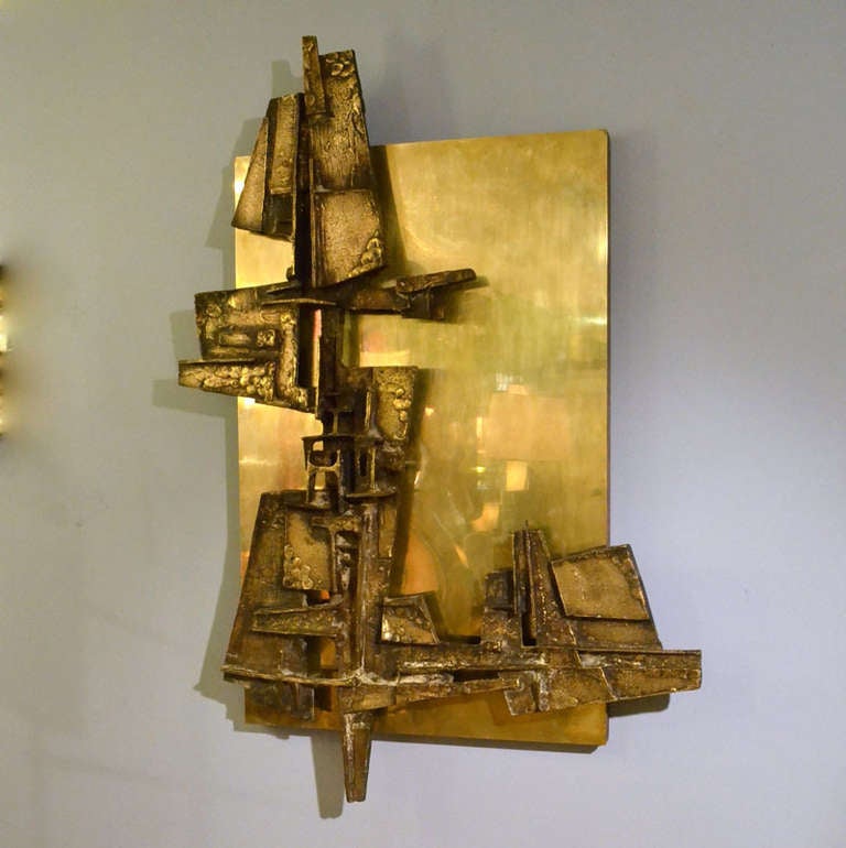 Brutalist Bronze 1960's Relief