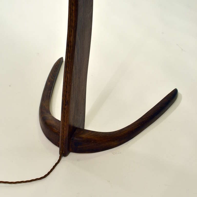 Mid-20th Century Mid Century Arching Wooden Floor Lamp