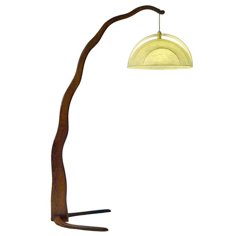 Mid Century Arching Wooden Floor Lamp