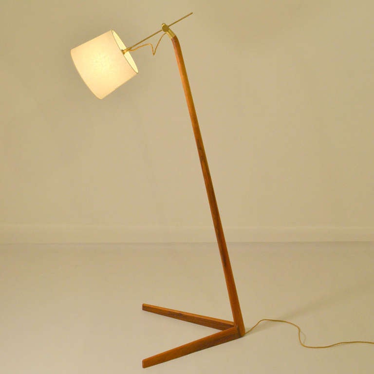 Mid-Century Modern 1950's Hand Carved Wooden British Floor Lamp