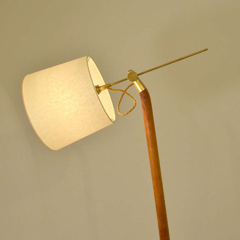Teak 1950's Hand Carved Wooden British Floor Lamp