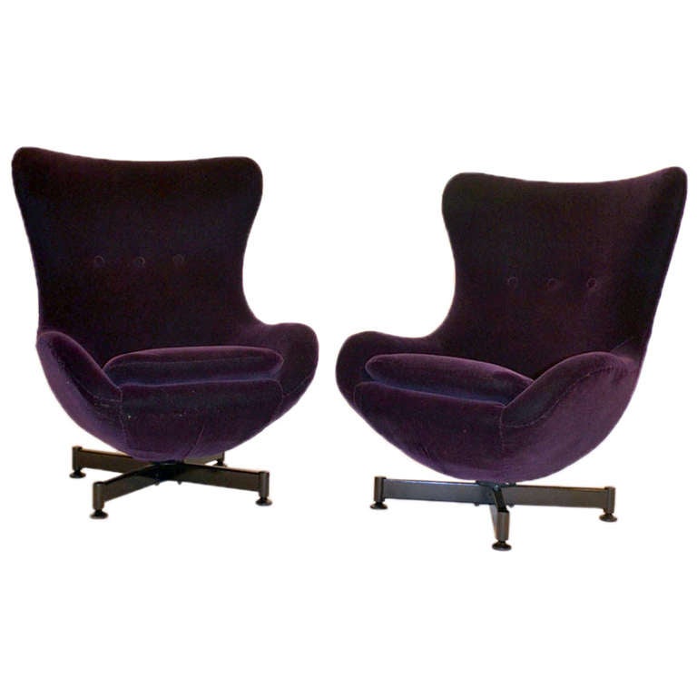 Pair of Mid Century Swivel Chairs at 1stDibs