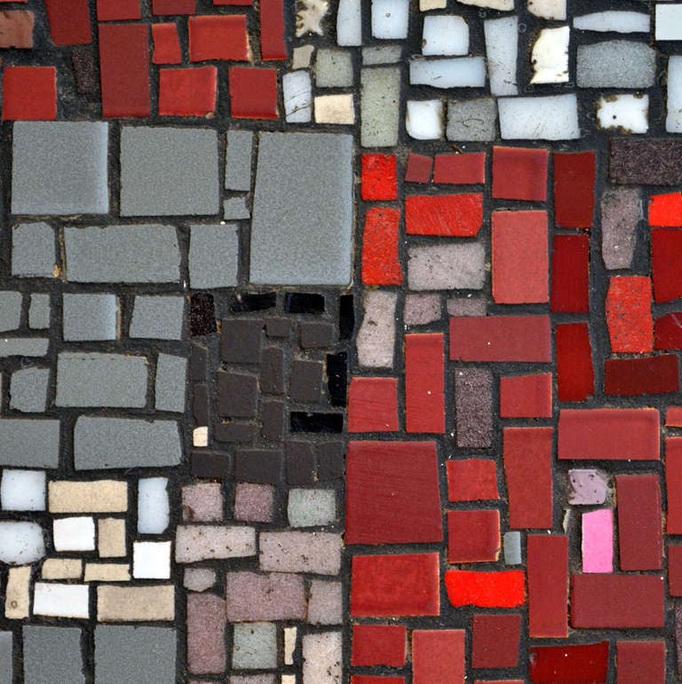 Square 1960's Mosaic Side Table in Grey and Red Tones In Excellent Condition In London, GB