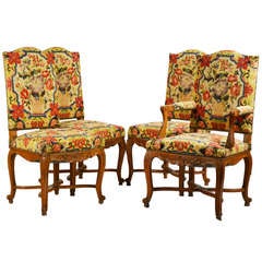 Set of Louis XV Style Tapestry Chairs
