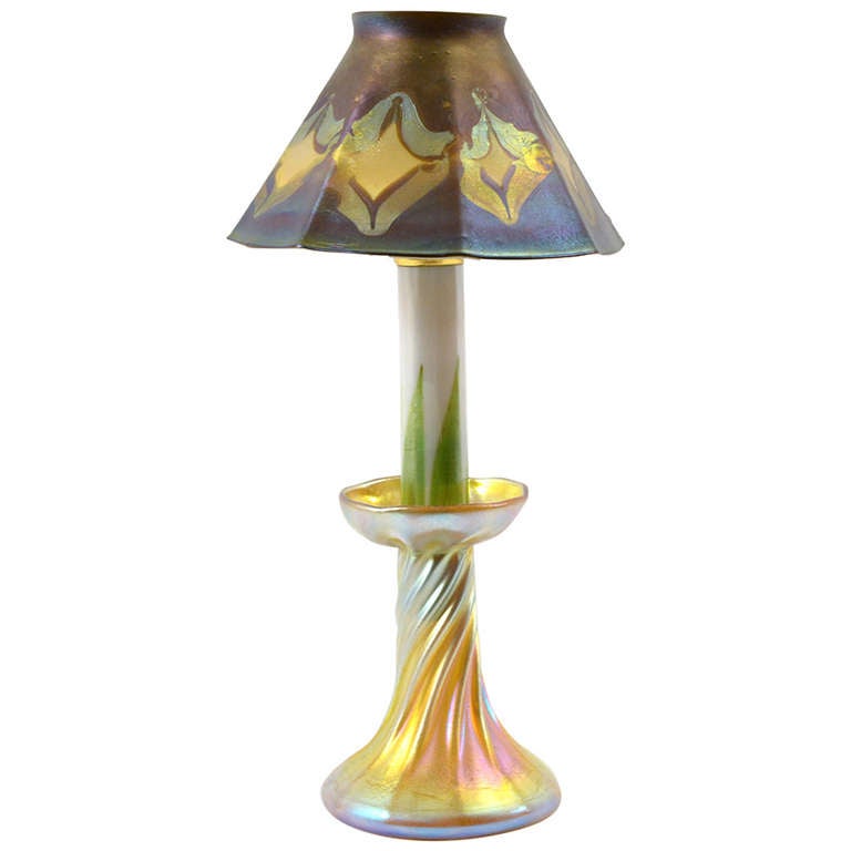Tiffany Favrile Glass Candlestick with Shade at 1stDibs lamp shade