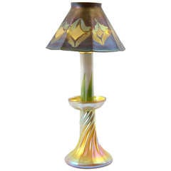Tiffany Favrile Glass Candlestick with Shade