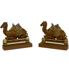 Gilt and Polychromed Bronze Bookends
