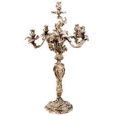 A monumental Continental silvered bronze candelabra