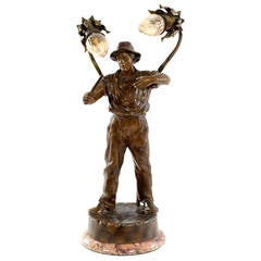Table Lamp withBbronze Sculpture of a Breton Farmer 10