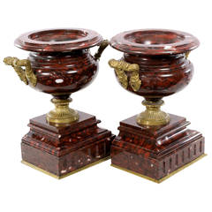 A Pair of French Red Marble Ormolu Urns 12