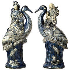Pair of Qing Dynasty Immortals in Porcelain