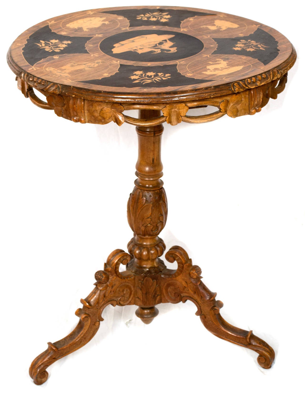 19th Century Swiss Black Forest Occasional Table For Sale