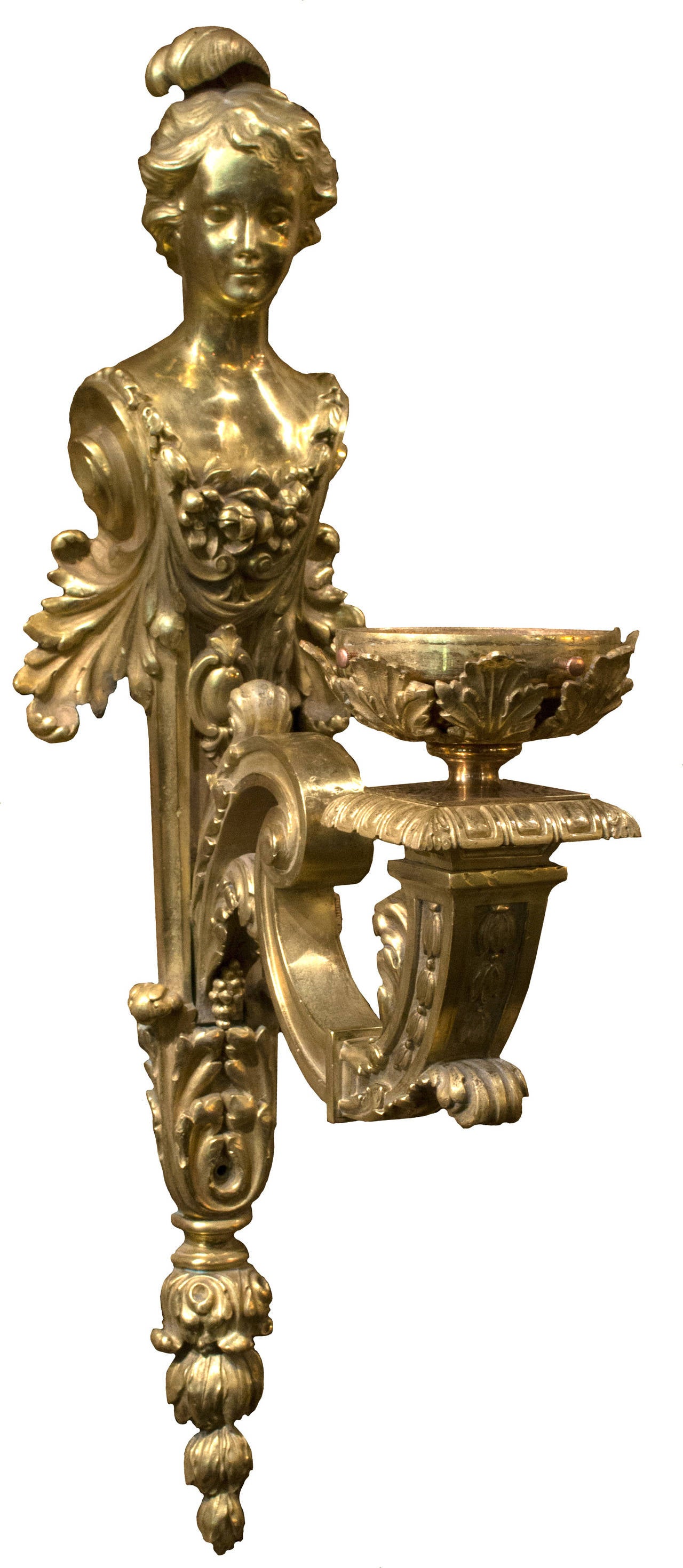 A pair of French Beaux Arts Ormolu Sconces In Good Condition For Sale In Salt Lake City, UT