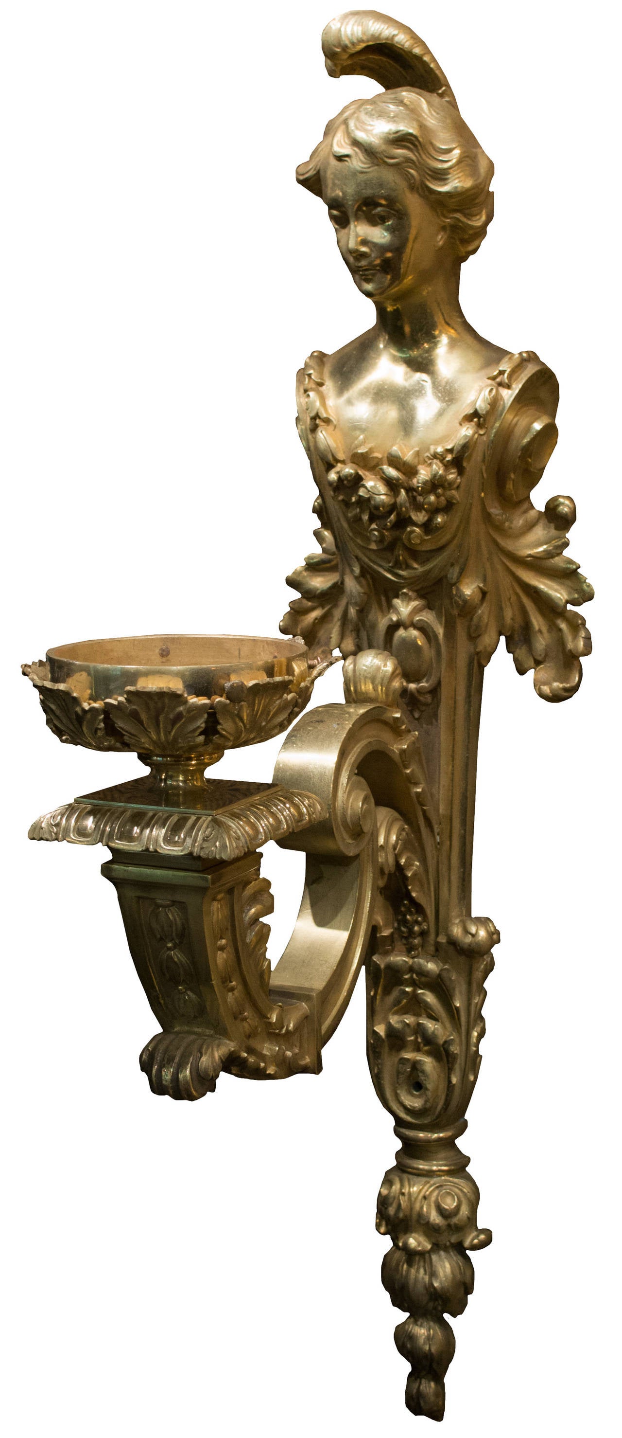 19th Century A pair of French Beaux Arts Ormolu Sconces For Sale