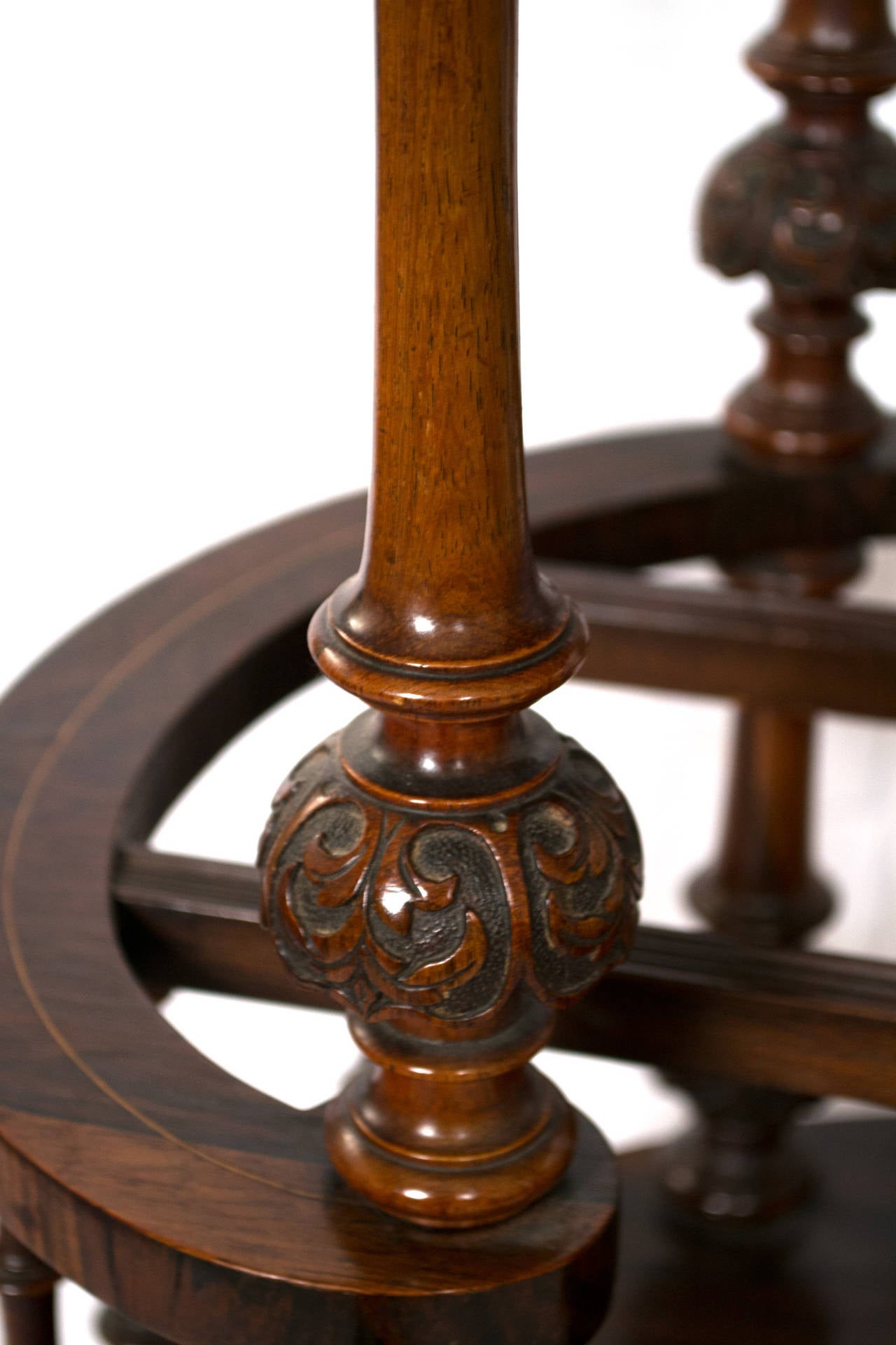 Fruitwood A large Louis XV style marquetry and ormolu canterbury