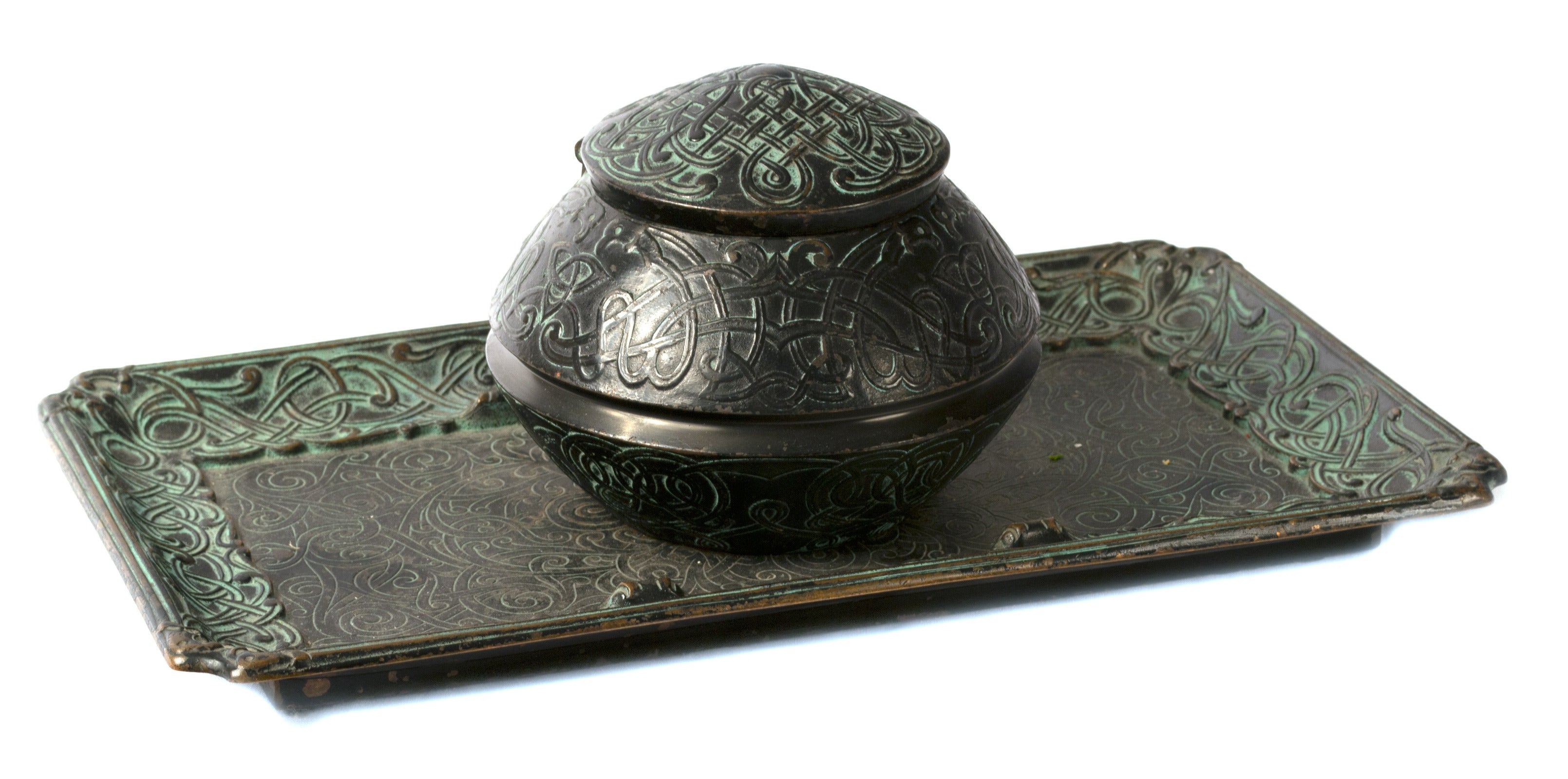 An Arts & Crafts Inkwell and Stand For Sale