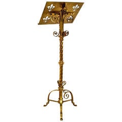 Elaborate Brass Gothic Revival Music Stand or Pulpit
